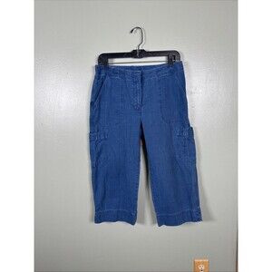 Vtg 90s Lauren Ralph‎ Lauren 10 Petite Cropped Cargo Pocket Cotton Pants